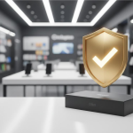 عکس از گارانتی دستگاه موبایل بر روی میز